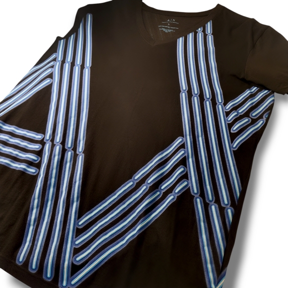 Armani Exchange AX T-Shirt Men Color Black and Blue Size Large - Picture 4 of 4